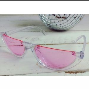 Rose pink lenses cat eye glasses